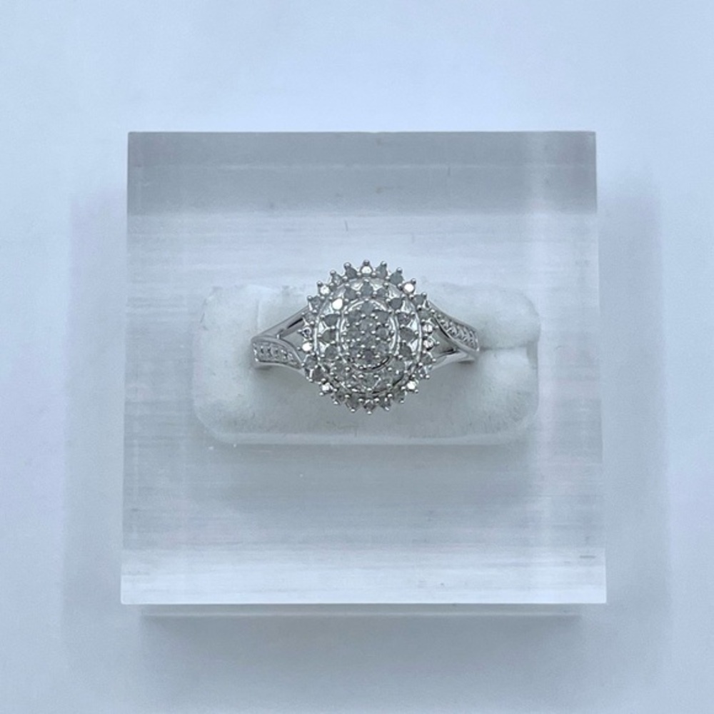 .50 CT Natural Diamond Round Brilliant Sterling Silver Ring